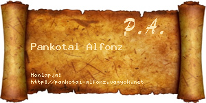 Pankotai Alfonz névjegykártya
